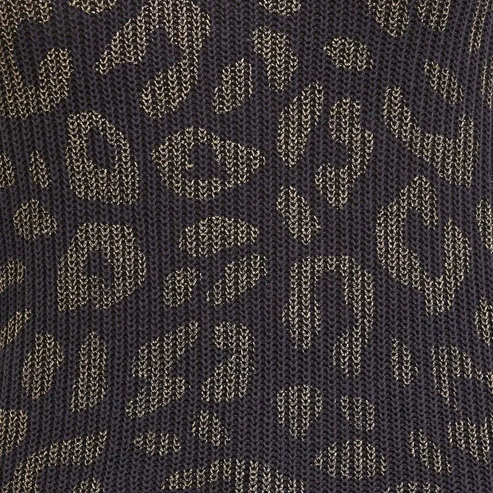 Torrid Dark Grey Gold Foil Leopard Rib Pullover Sweater Animal Print Size 2 2X - Picture 5 of 12